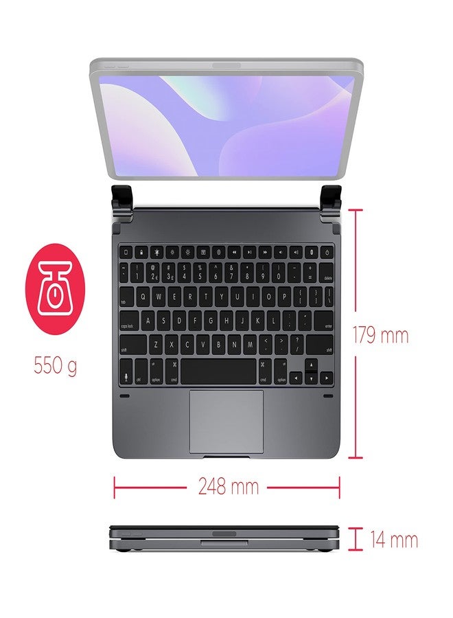 Brydge 11.0 Pro+ Wireless Keyboard with Trackpad | Compatible with iPad Pro 11-inch (1st, 2nd & 3rd Gen) | Native Multi-Touch Trackpad | Backlit Keys | (Space Gray) - Image 3